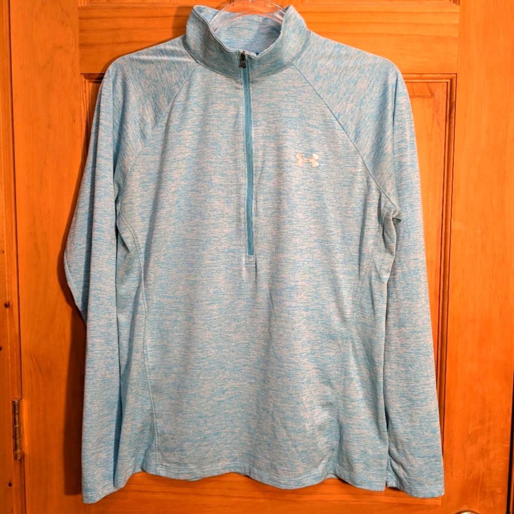 Under Armour UA Women's Large Tech Twist Half Zip Loose Fit Long Sleeve Blue